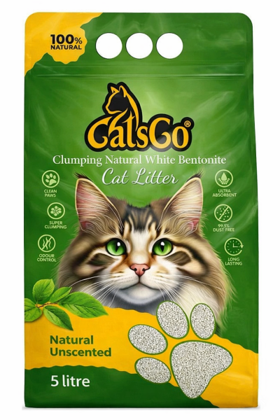 CATSGO NATUREL BENTONİTE KEDİ KUMU 5 LT